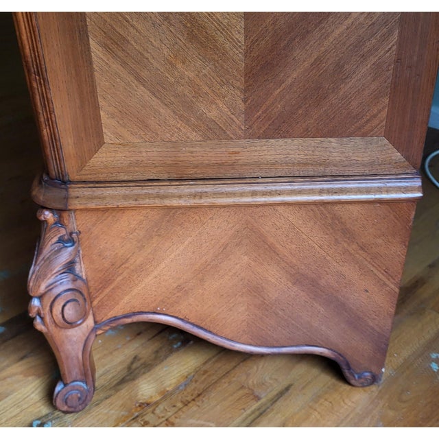 Antique French Louis XV Style Carved Walnut Double Mirror Door Armoire Wardrobe For Sale - Image 18 of 18