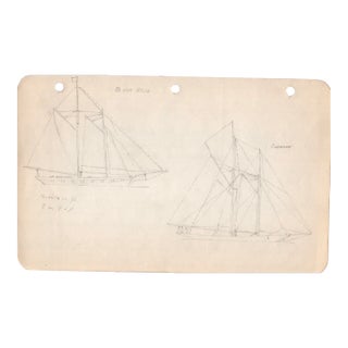 1940s Maine Marine Architectural Drawing on Paper For Sale