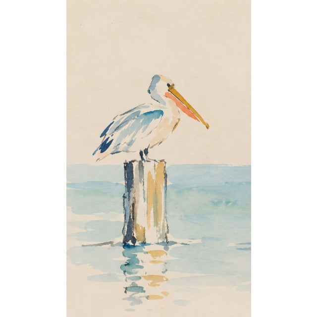Bunny Williams Home Coastal Pelican Art Print – Three Pelicans on Harbor Posts, 18" X 12" For Sale - Image 4 of 7
