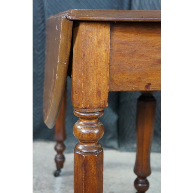 Late 19th Century Antique 19th Century Victorian Mahogany Drop Leaf Oval Dining Table Console For Sale - Image 5 of 18