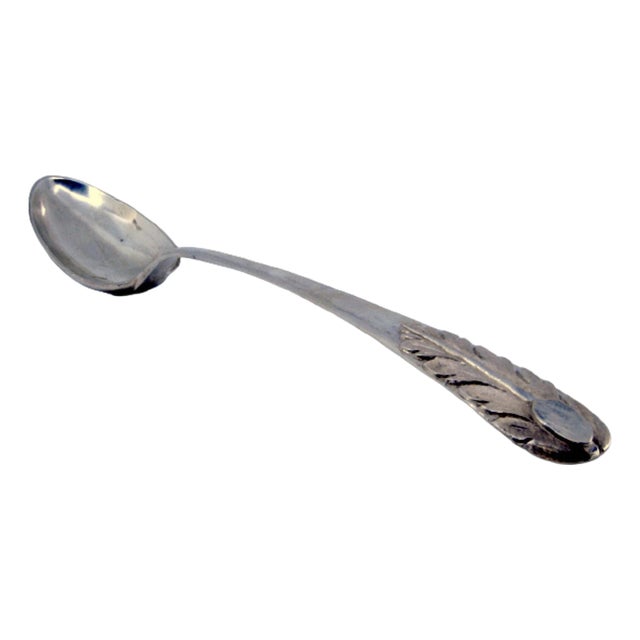 Silver Rice Spoon and Serving Spoon with Acanthus Leaves Embossed Handle For Sale