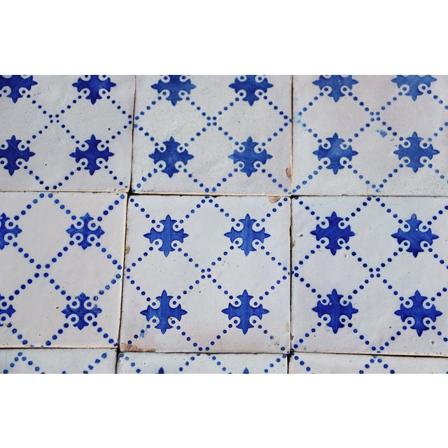 Antique 19th Century Portuguese Blue Cross Lattice Tiles, Set of 19 For Sale - Image 6 of 12