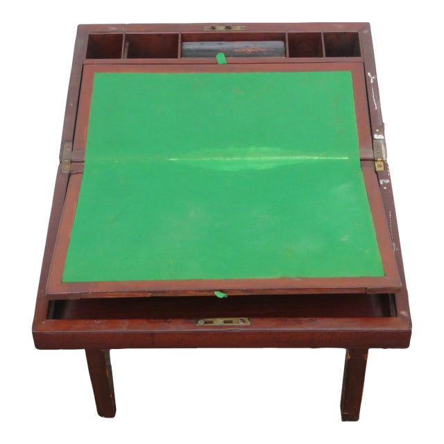 Late 1800s Solid Mahogany Lap Traveling Writing Desk on a Stand For Sale