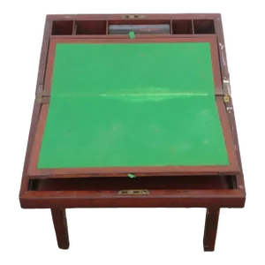 Late 1800s Solid Mahogany Lap Traveling Writing Desk on a Stand