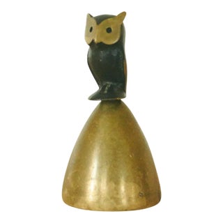 Mid Century Brass Owl Bell For Sale