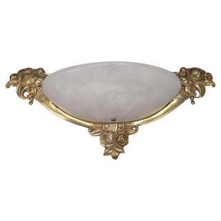 French Art Deco White Alabaster and Bronze Sconce, 1970s For Sale