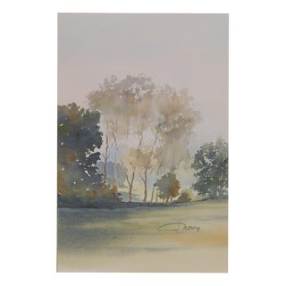Jacques Noury, At the Edge of the Forest, Watercolor For Sale