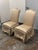 Design Plus Gallery presents a pair of Striped Upholstered Skirted Dining Chairs from Ethan Allen. Each chair has a high...