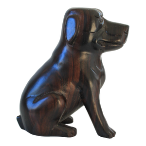 Vintage Folk Art Carved Iron Wood Dog Sculpture