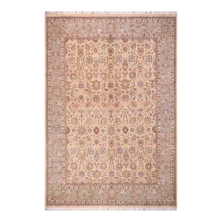 Shabby Chic Tabriz Pak-Persian Gold/Green Wool Rug - 10'1'' X 14'2'' For Sale