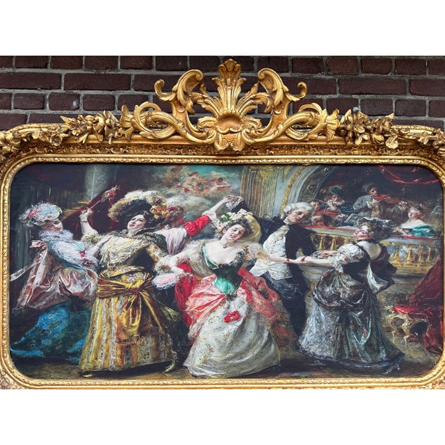 Rococo 1960s Italian Rococo Gold Beech Textile Wall Art 1pc For Sale - Image 3 of 15