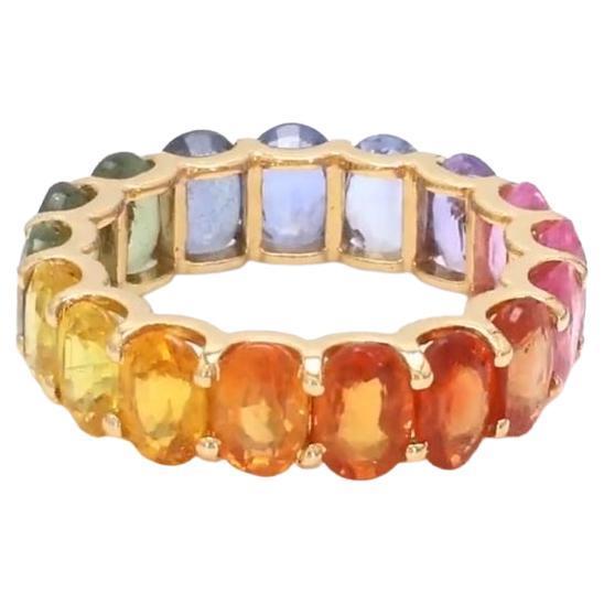 Gemstone Natural 6.49 cts rainbow sapphire ring gold For Sale - Image 7 of 18