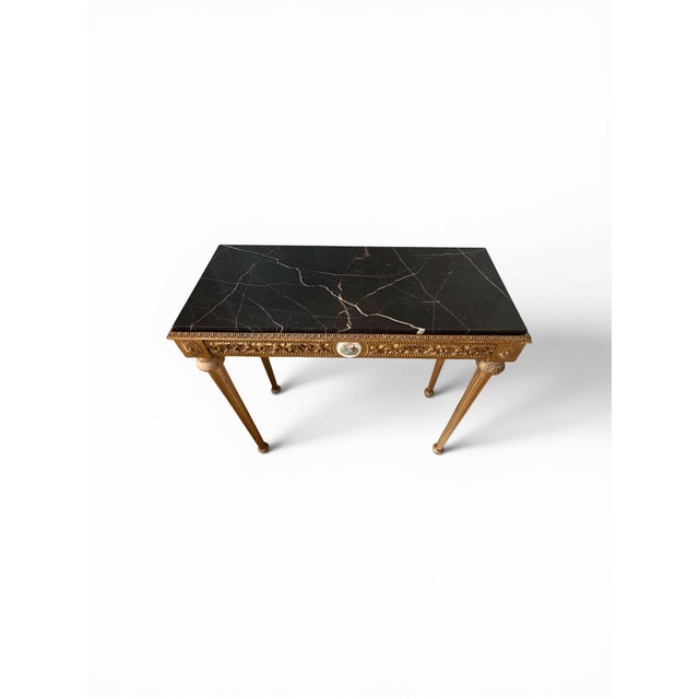 Antique French Louis XVI Style Marble Top Gilt Console Table For Sale - Image 4 of 10