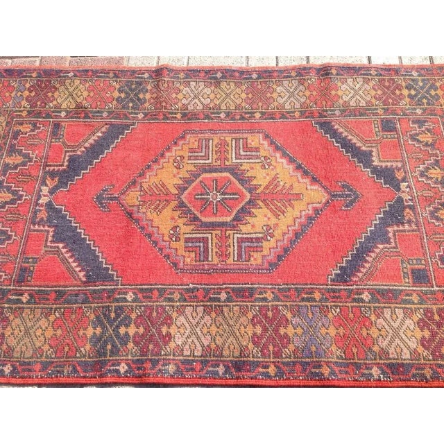 Traditional Red Vintage Turkish Rug - 39"x66" For Sale - Image 3 of 6