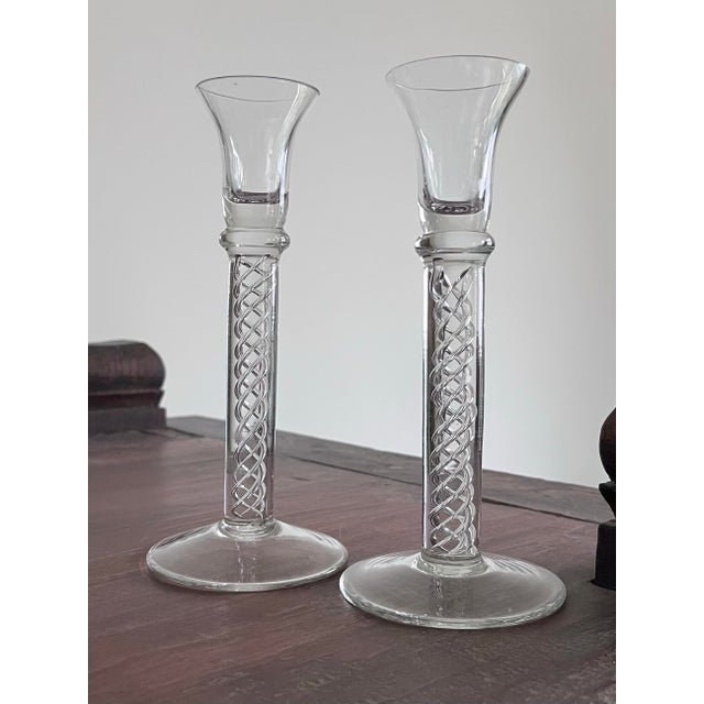 Glass 1960s Pair of Encased Helix Candlestick Holders-Made in Sweden For Sale - Image 7 of 11
