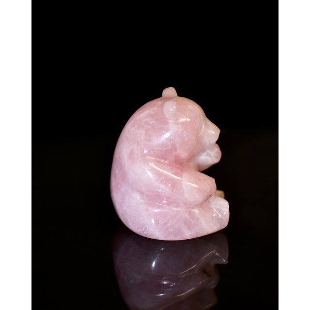 Gemstone Rose Quartz Bear Pink Gemstone Statue Adorable For Sale - Image 7 of 9