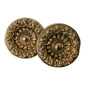 Antique 19th Century American Federal Empire Gilt Spun Brass Drapery Tie Backs - A Pair