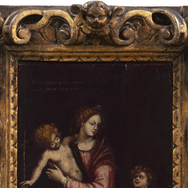 'Mary With Jesus and St. John the Baptist', 17th Century Milanese School Oil For Sale - Image 4 of 12