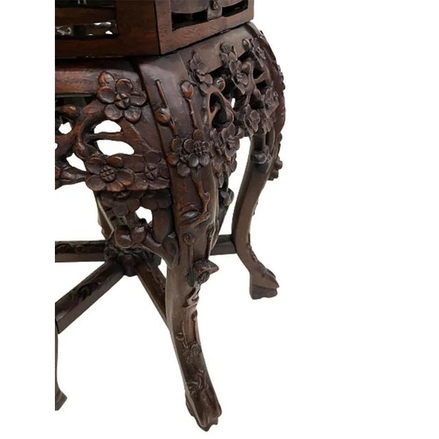 19th Century Chinese Side Table or Plant Stand with Marble Top For Sale - Image 5 of 6