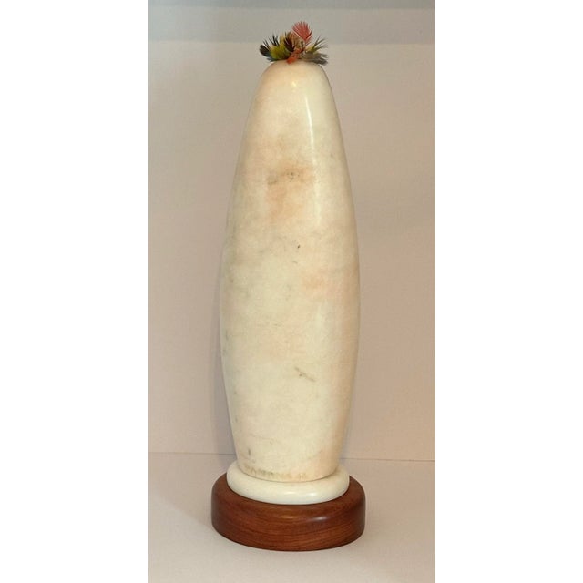 Jemez Pueblo Alabaster & Turquoise “Corn Maiden” Sculpture by Matthew Panana, C. 1990s For Sale - Image 4 of 9
