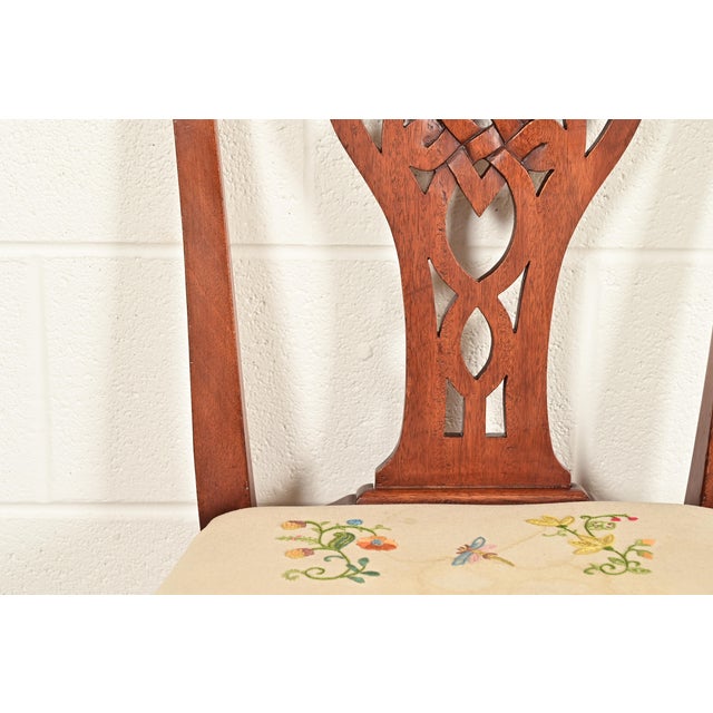 Wood Baker Furniture Style Georgian Carved Mahogany Side Chairs or Dining Chairs, Pair For Sale - Image 7 of 13