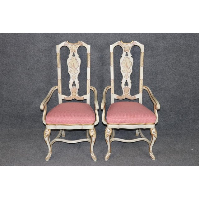 Chinoiserie Set 8 Paint Decorated Chinoiserie Paint Decorated Dining Chairs Italian Style For Sale - Image 3 of 18
