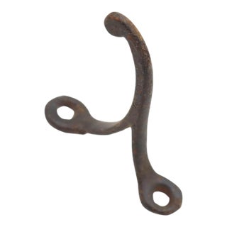Vintage One Arm Black Cast Iron Wall Hook For Sale