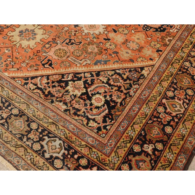 Genuine Hand Knotted Authentic Antique Persian Mahal Rug 12'x 8'10" For Sale - Image 4 of 18