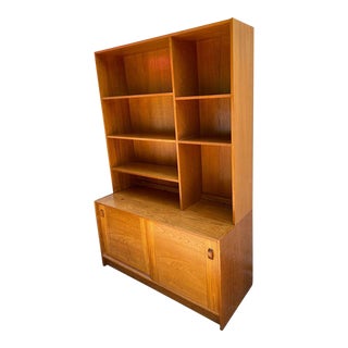 Mid 20th Century Mid Century Modern Danish Teak Bookcase With Lights in Top. By D-Scan For Sale