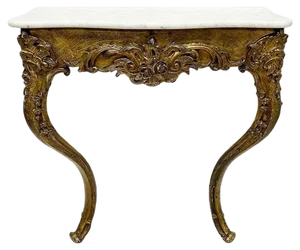 19th Century French Giltwood Console Table with Marble Top