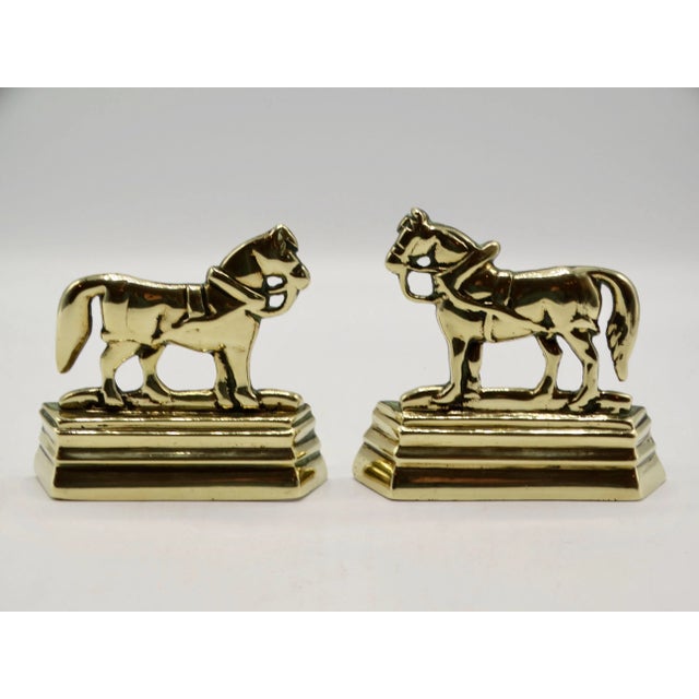 Antique English Gilt Brass Shire Horse Mantle Decorations, a Pair For Sale - Image 6 of 6