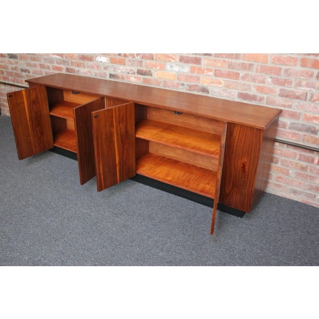 American Modern Studio Craft Walnut Credenza/Cabinet on Ebonized Plinth Base For Sale - Image 4 of 13