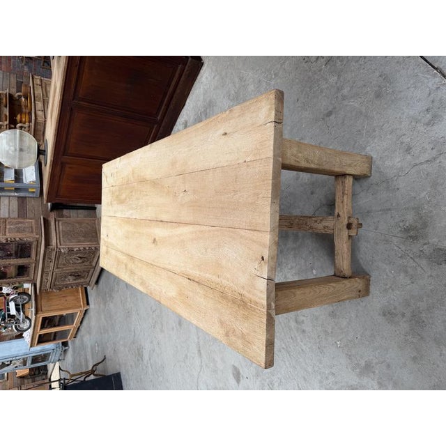 Mid‑20th Century Oak Farm Table For Sale - Image 6 of 10