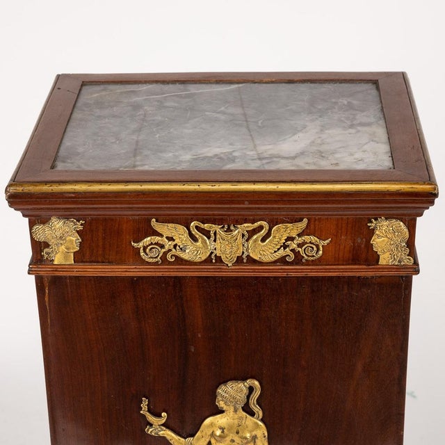19th Century French Empire Style Ormolu Mounted Wood & Marble Pedestal, 1890s For Sale - Image 12 of 18