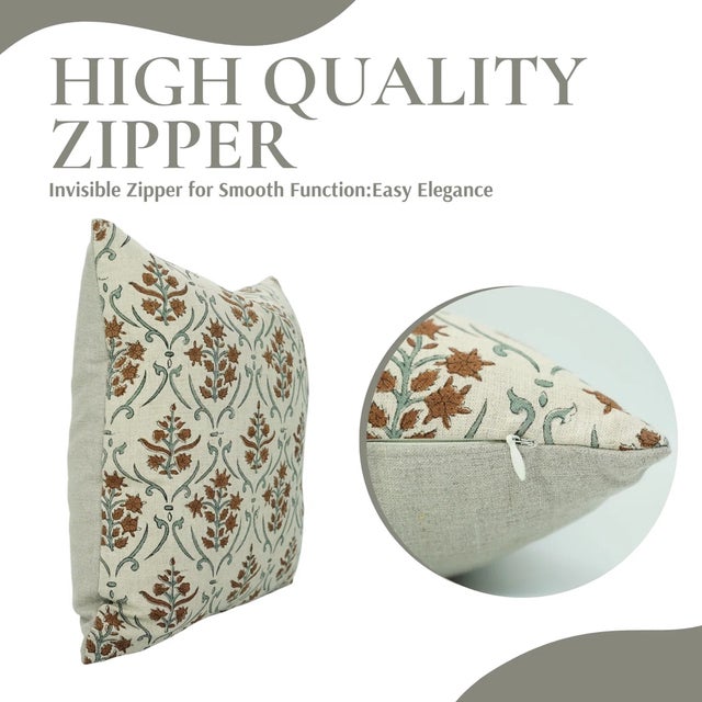 Art Deco Fabdivine Artisan Block Print Throw Pillow Cover 14x36 Inch Pure Linen-Vishal Pushp For Sale - Image 3 of 5