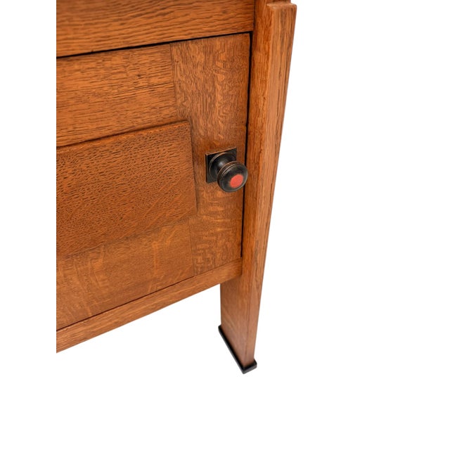 Art Deco Modernist Nightstand in Oak and Marble, 1920s For Sale - Image 11 of 12