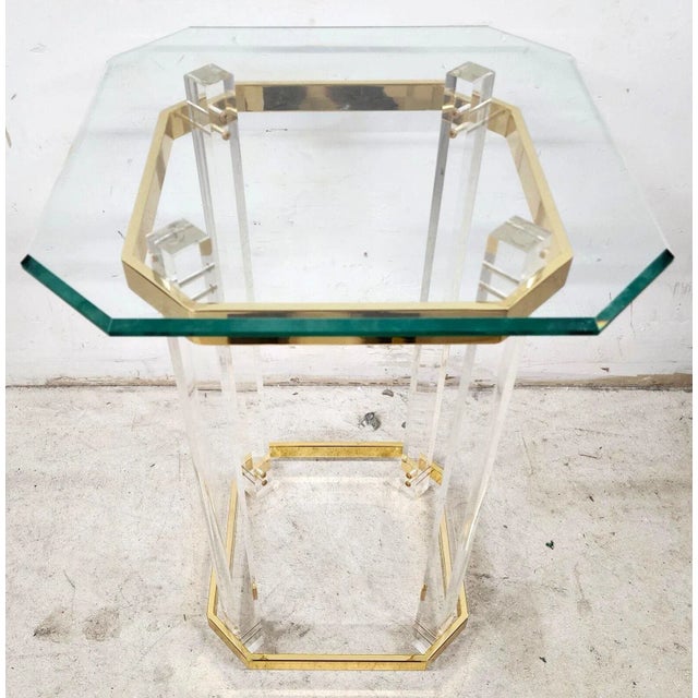 Lucite Side Table Charles Hollis Jones Style 24 Karat Gold Plated For Sale - Image 9 of 9