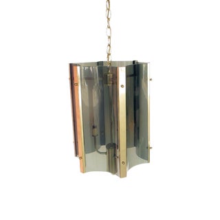 1960s Lucite And Brass Pendant For Sale
