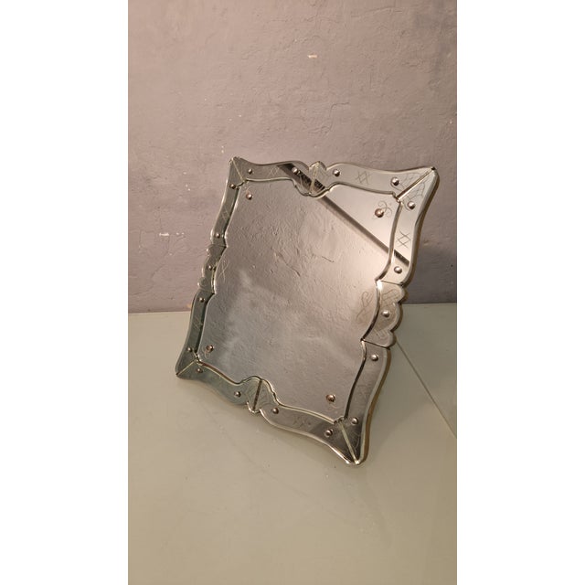 Glass Table Mirror in Engraved Glass by Luigi Brusotti for Fontana Arte, 1940s For Sale - Image 7 of 16