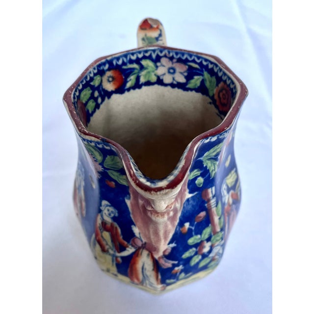 Blue Antique 1820s Staffordshire Pearlware "The Duenna" Mask Jug Pitcher For Sale - Image 8 of 18