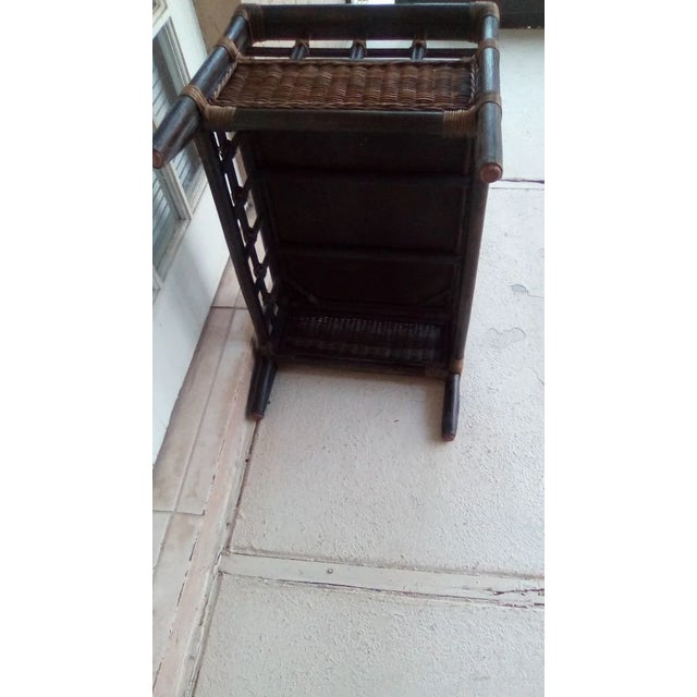 1980s 1980s Burt Bamboo Rattan Footstool Ottoman Brown For Sale - Image 5 of 8