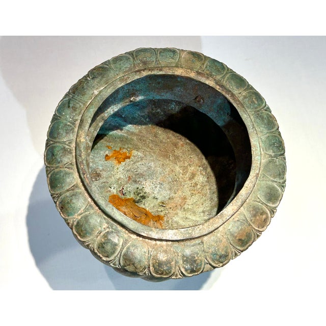 Beautiful Vintage Verde Green Solid Brass Urn