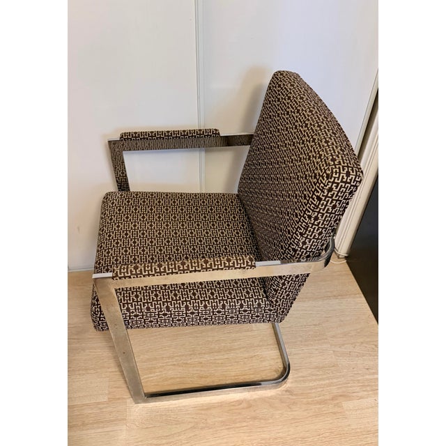 1970s Chrome Cantilever Accent Armchair Mies Van Der Rohe, Milo Baughman Style For Sale - Image 9 of 12