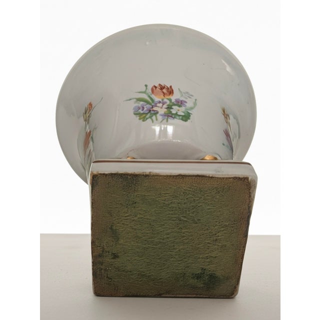 Vintage 1940s Princeton China Footed Urn Vase – Gray Glaze, Floral Motif & Gold Accents For Sale In Boston - Image 6 of 6