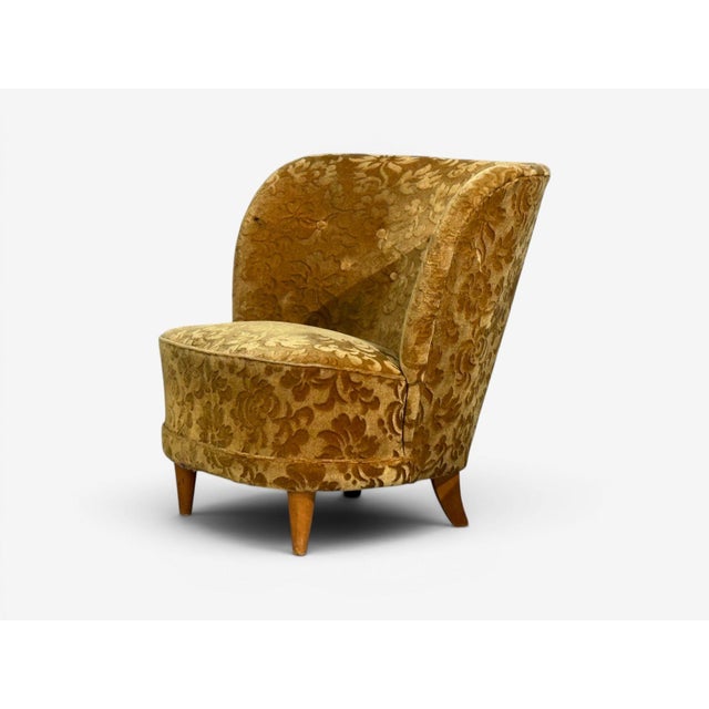 Finnish Modern, Easy Chairs, Damask, Beech, Finland, 1940s For Sale - Image 11 of 13