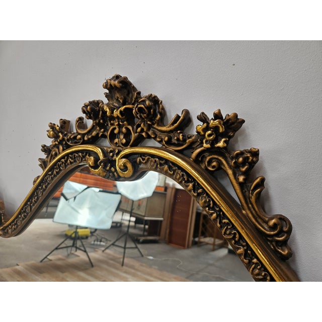 Vintage Mirror in Lacquered and Carved Wood, 1960 For Sale - Image 4 of 12