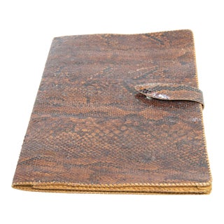 Vintage African Snake Skin Large Portfolio Pad in Amber Brown Color For Sale