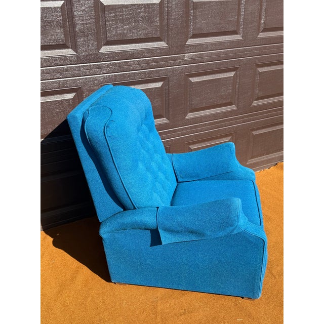 Make room for a little retro drama! This vintage TV Strato Lounger by Futorian is upholstered in a spectacular peacock-...