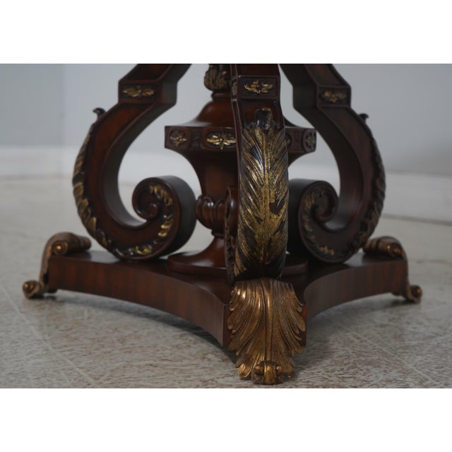 Wood Maitland Smith Round Inlaid Mahogany Center Table For Sale - Image 7 of 15