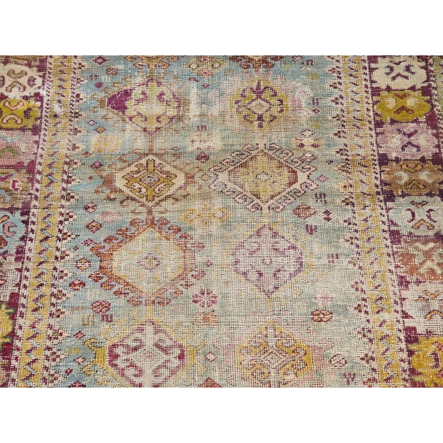 Antique Caucasian Karabagh Rug, Geometric Design, Handwoven Wool, Turquoise & Red, 5' x 9' For Sale - Image 9 of 9